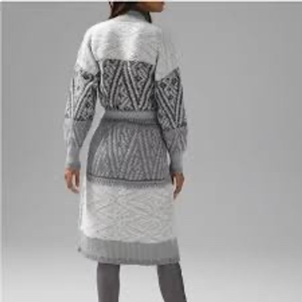 White House Black Market Fair Isle Sequin Cardigan Sweater Women's L Gray Boho - Picture 3 of 14